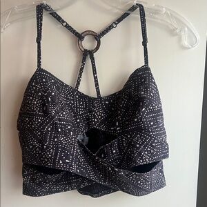 Anthropologie Stylish Black Patterned Women's Crop Top
